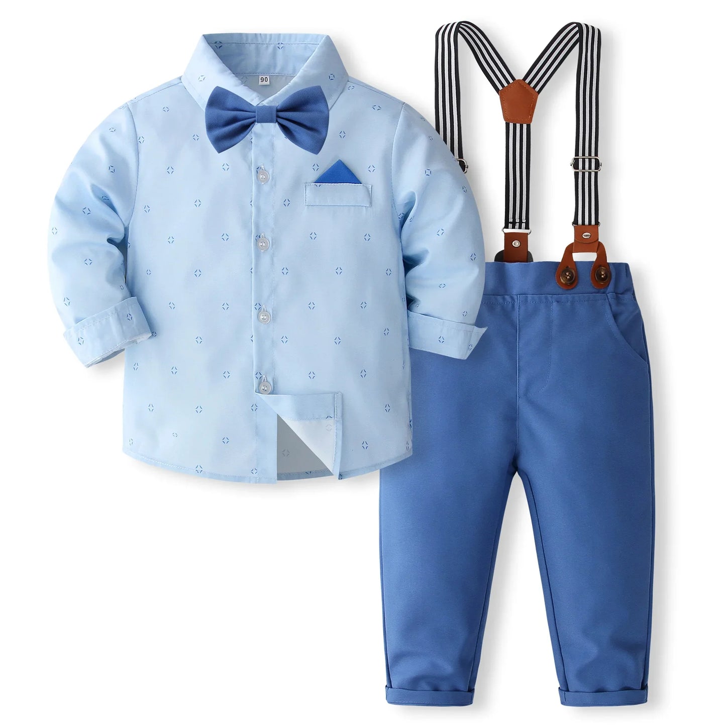 4-Piece Anniversary Outfit Set for Boys, Ages 1-5, Solid Color Spring/Autumn Boutique Clothing, Toddler Cotton Birthday Suit