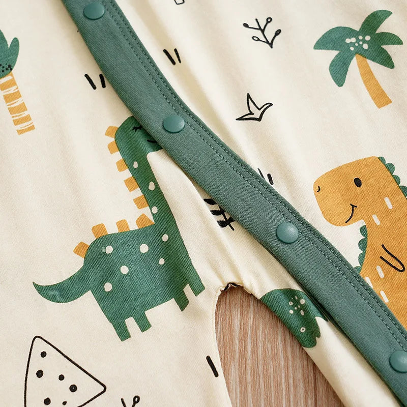 Tiny2Toddler Dinosaur Print Baby Romper – Long Sleeve Jumpsuit