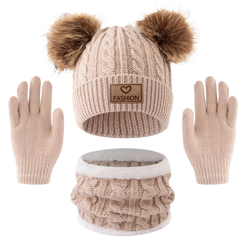 Tiny2Toddler Kids' 3-Piece Winter Set: Hat, Neck Warmer & Gloves