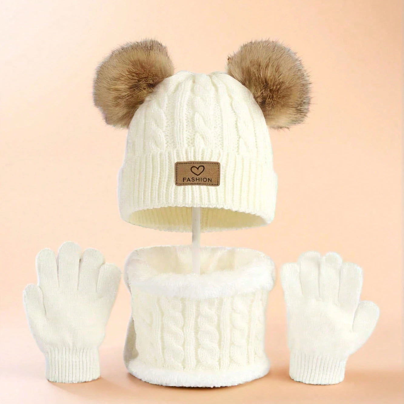 Tiny2Toddler Kids' 3-Piece Winter Set: Hat, Neck Warmer & Gloves