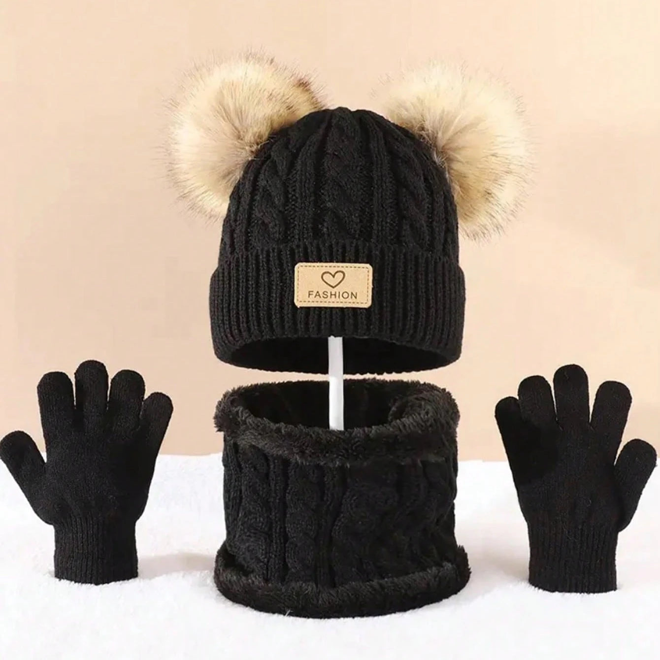 Tiny2Toddler Kids' 3-Piece Winter Set: Hat, Neck Warmer & Gloves