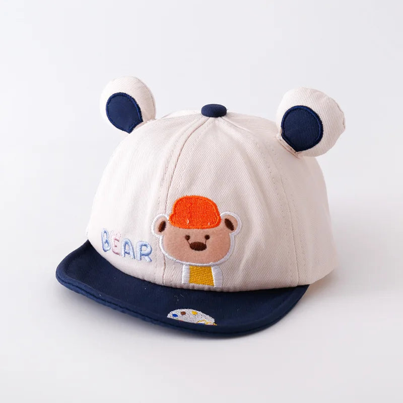 Tiny2Toddler Baby Baseball Cap with Cute Cartoon Ears – Adjustable Cotton Hat for Infants & Toddlers