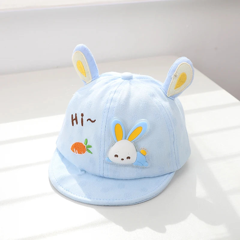 Tiny2Toddler Baby Baseball Cap with Cute Cartoon Ears – Adjustable Cotton Hat for Infants & Toddlers