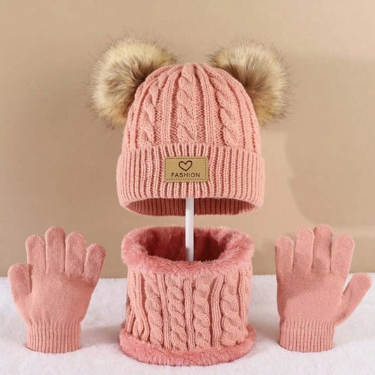 Tiny2Toddler Kids' 3-Piece Winter Set: Hat, Neck Warmer & Gloves