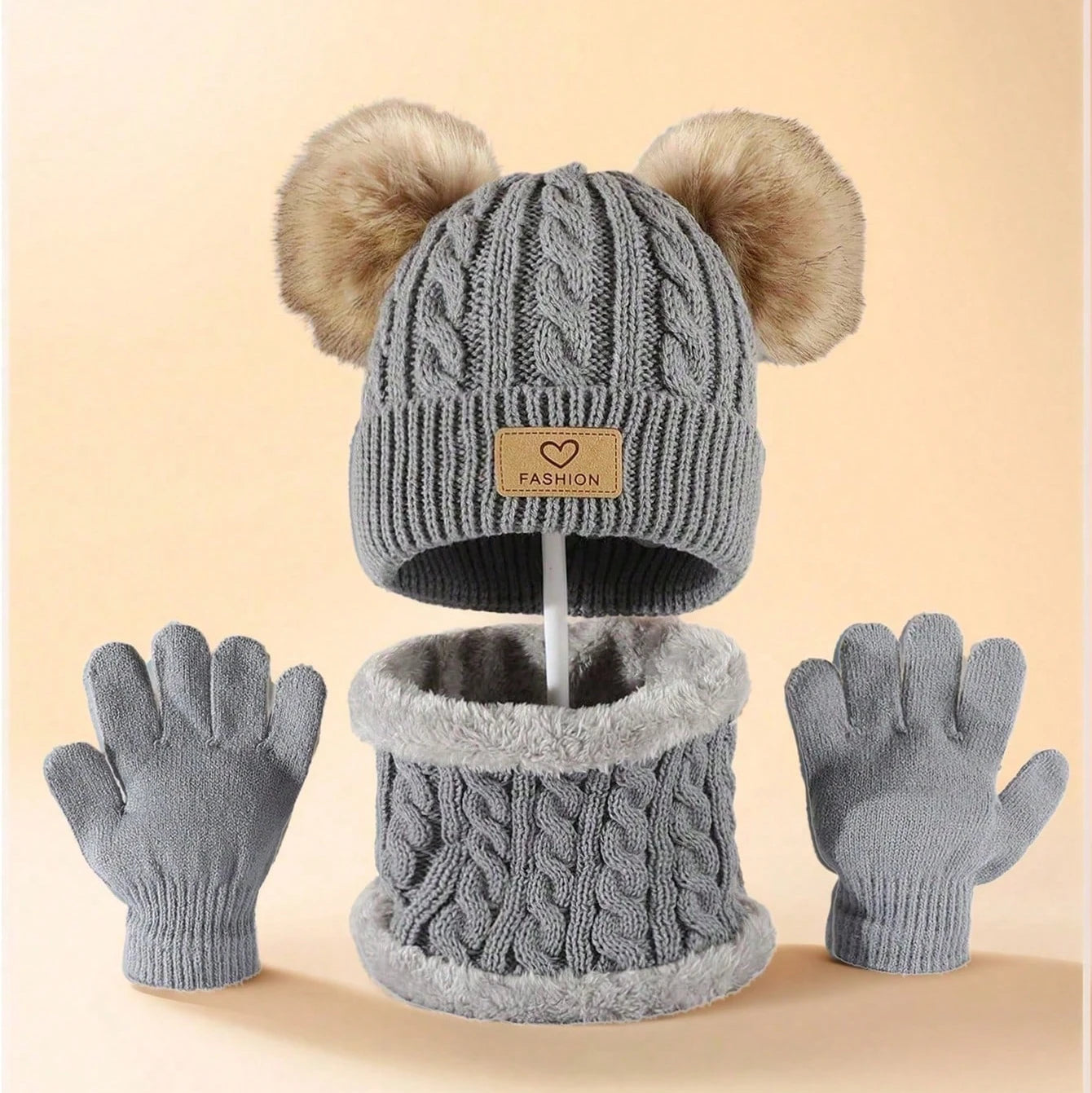 Tiny2Toddler Kids' 3-Piece Winter Set: Hat, Neck Warmer & Gloves