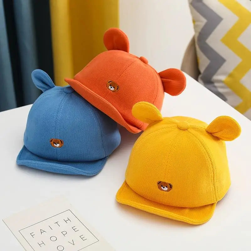 Tiny2Toddler Baby Baseball Cap with Cute Cartoon Ears – Adjustable Cotton Hat for Infants & Toddlers