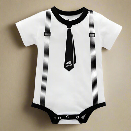 Newborn Baby Clothing Summer Gentleman Rompers 0-12M Infnat Boys Cotton Jumpsuit Male Bebe Body Clothes Tie Print Short Sleeve