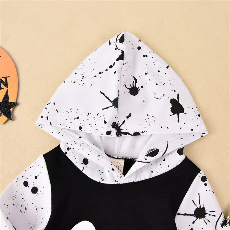 Halloween Baby Clothes Newborn Infant Babe Girl Boy Romper Long-Sleeve Hoodies Cotton Letter Print Nighmare Jumpsuit