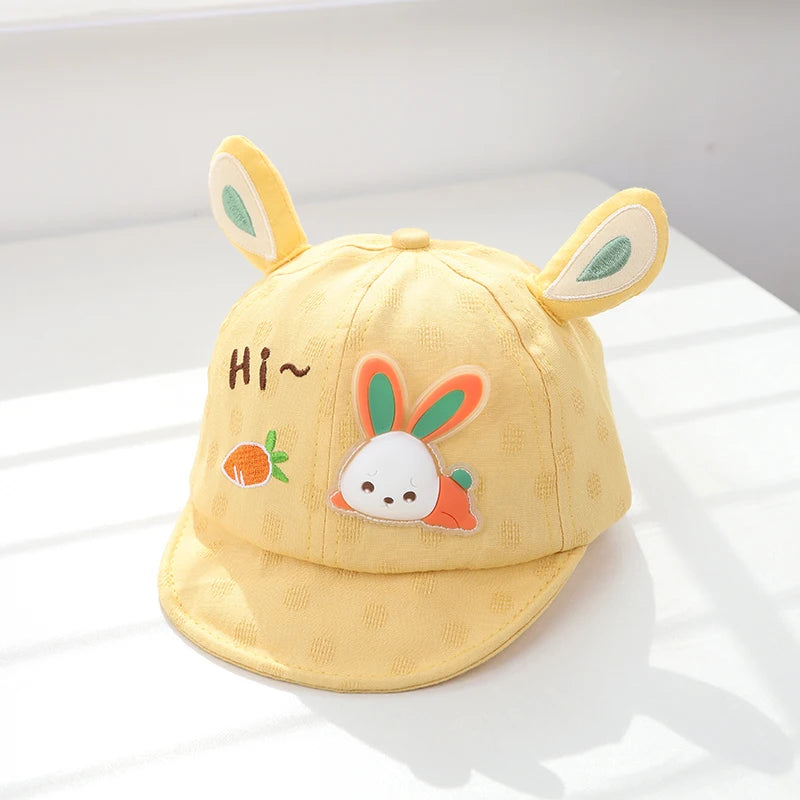 Tiny2Toddler Baby Baseball Cap with Cute Cartoon Ears – Adjustable Cotton Hat for Infants & Toddlers