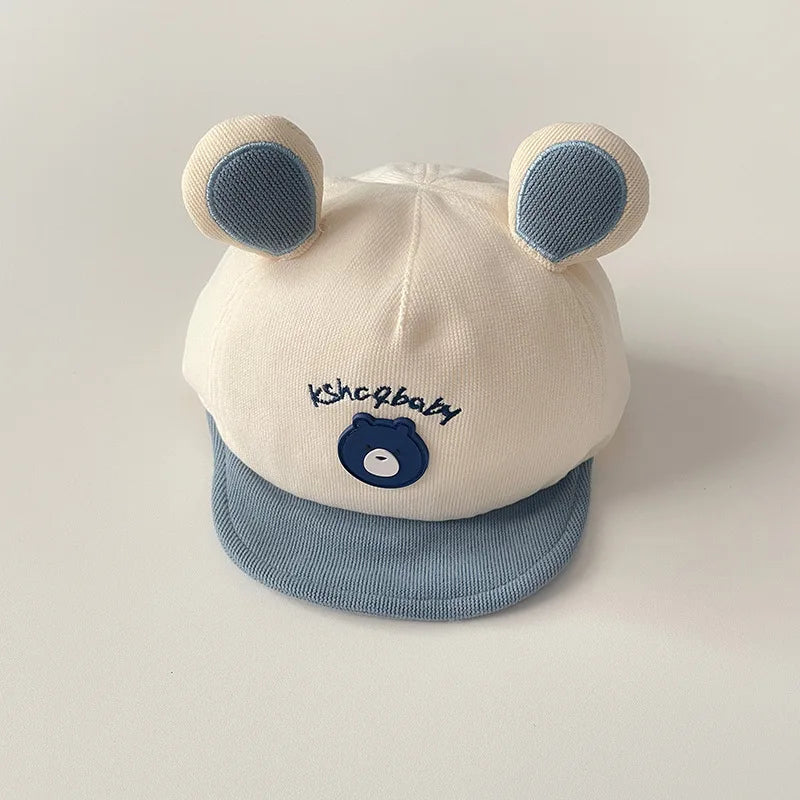 Tiny2Toddler Baby Baseball Cap with Cute Cartoon Ears – Adjustable Cotton Hat for Infants & Toddlers