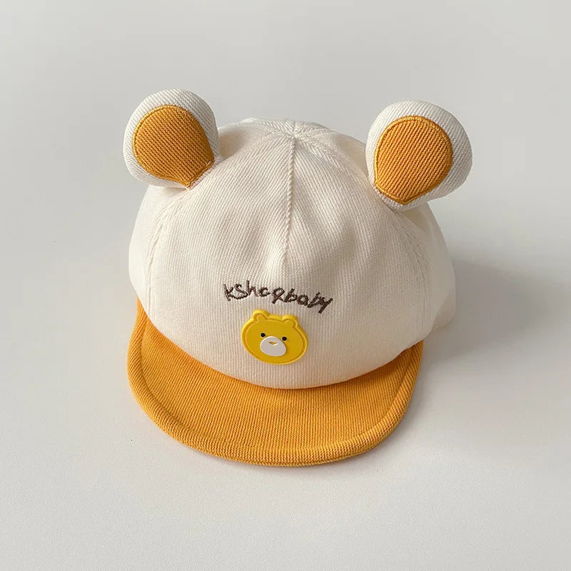 Tiny2Toddler Baby Baseball Cap with Cute Cartoon Ears – Adjustable Cotton Hat for Infants & Toddlers