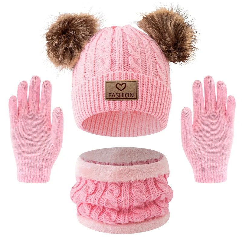 Tiny2Toddler Kids' 3-Piece Winter Set: Hat, Neck Warmer & Gloves