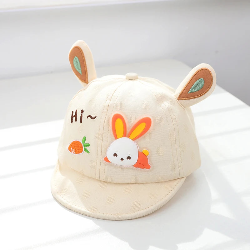 Tiny2Toddler Baby Baseball Cap with Cute Cartoon Ears – Adjustable Cotton Hat for Infants & Toddlers