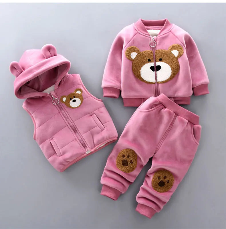 3PCS Winter Autumn Toddler Baby Boys Girls Clothes Baby Sweaters Coat +Pants +Hooded Vest