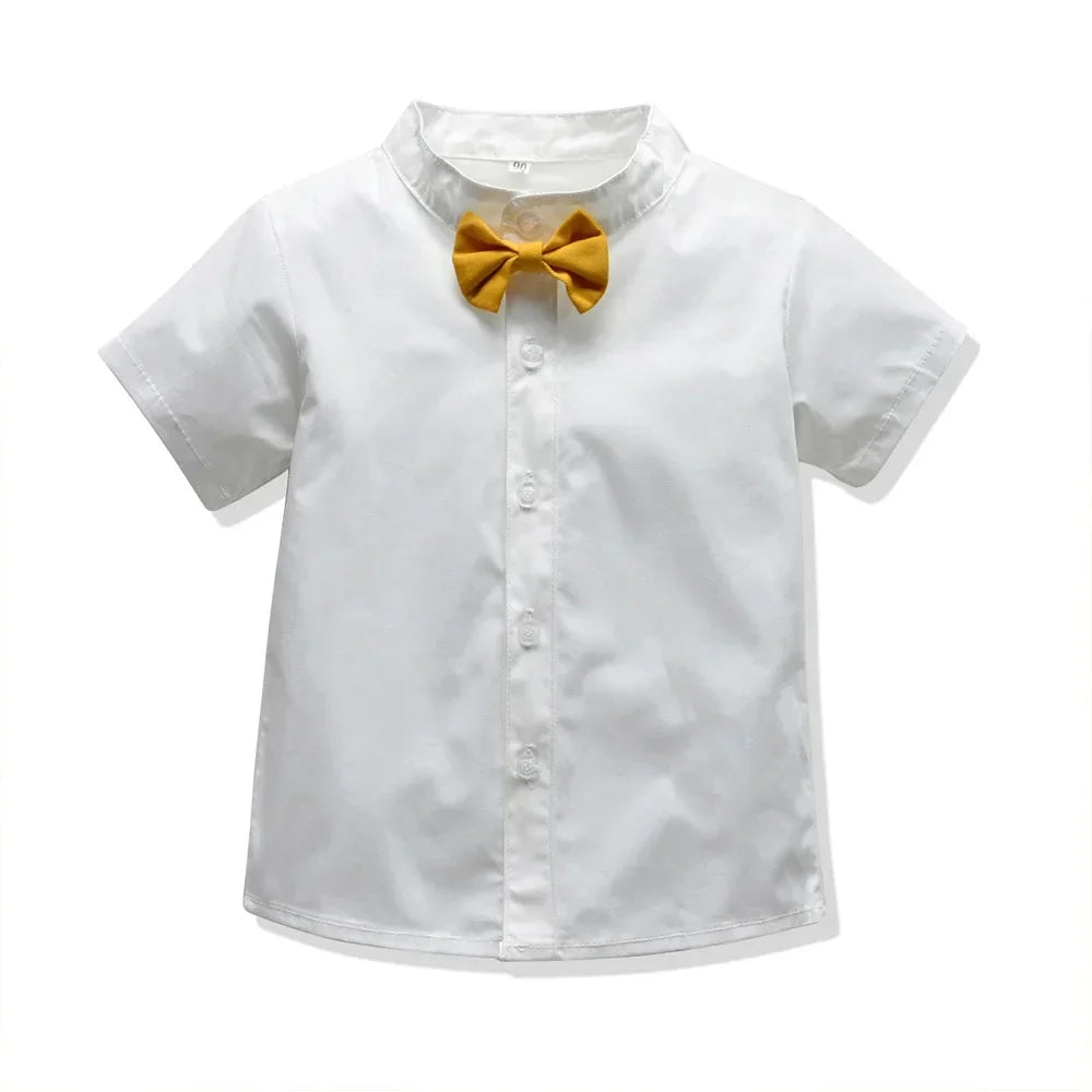 4-Piece Anniversary Outfit Set for Boys, Ages 1-5, Solid Color Spring/Autumn Boutique Clothing, Toddler Cotton Birthday Suit