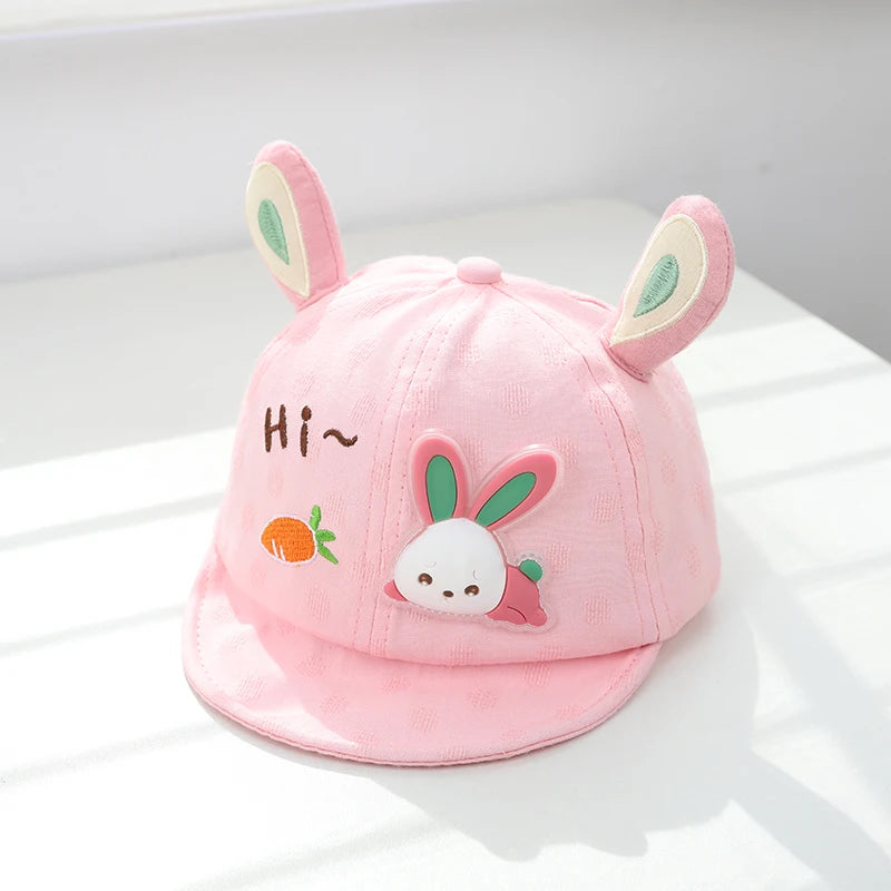 Tiny2Toddler Baby Baseball Cap with Cute Cartoon Ears – Adjustable Cotton Hat for Infants & Toddlers
