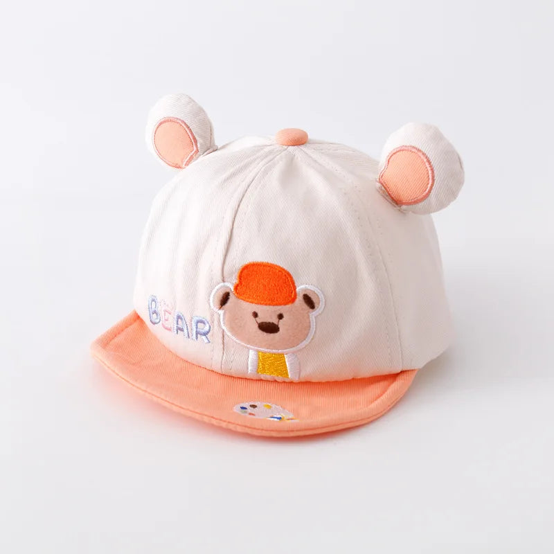Tiny2Toddler Baby Baseball Cap with Cute Cartoon Ears – Adjustable Cotton Hat for Infants & Toddlers