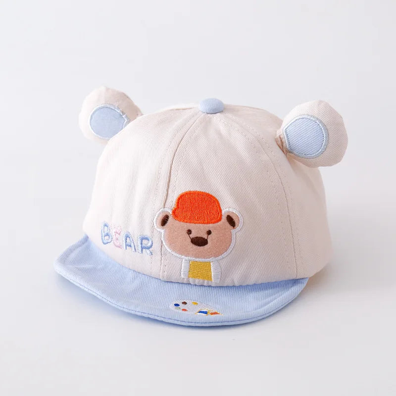 Tiny2Toddler Baby Baseball Cap with Cute Cartoon Ears – Adjustable Cotton Hat for Infants & Toddlers