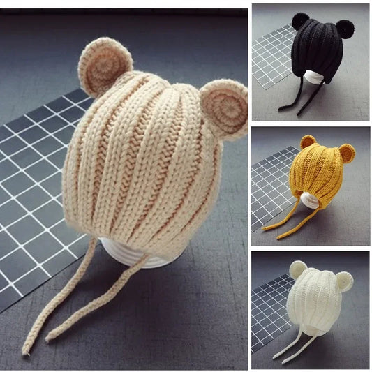 Tiny2Toddler Knitted Winter Baby Hat with Ear Protection – Adjustable Style for Infants & Toddlers