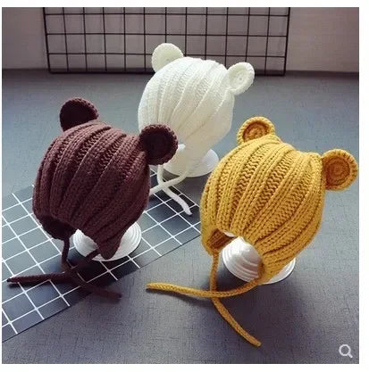 Tiny2Toddler Knitted Winter Baby Hat with Ear Protection – Adjustable Style for Infants & Toddlers