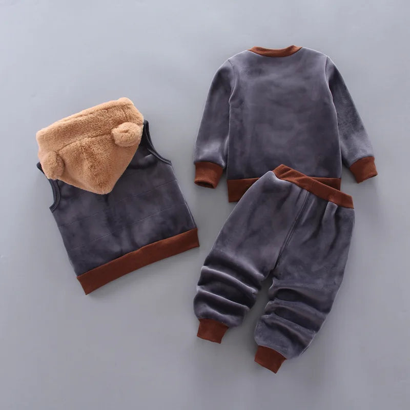 3PCS Winter Autumn Toddler Baby Boys Girls Clothes Baby Sweaters Coat +Pants +Hooded Vest