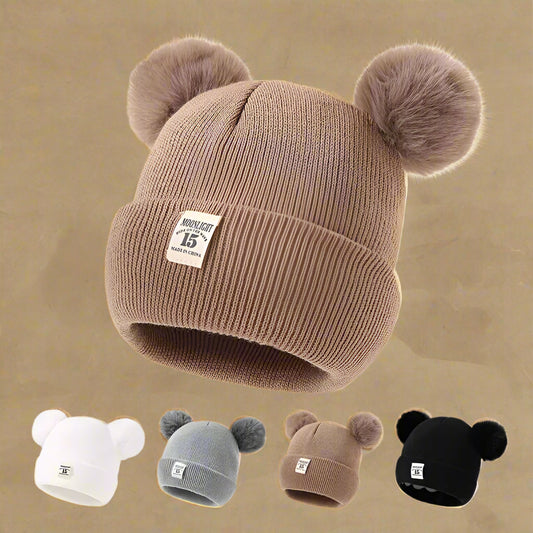 Autumn Winter Baby Warm Knitted Hats With Pom Kids Knit Beanie Hat Solid Color Children Hat For Boys Girls Accessories