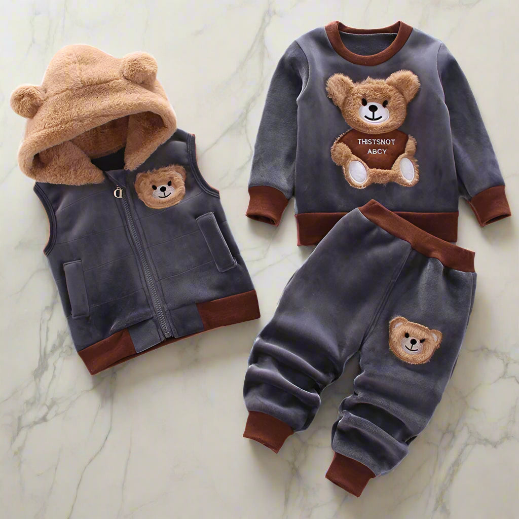 3PCS Winter Autumn Toddler Baby Boys Girls Clothes Baby Sweaters Coat +Pants +Hooded Vest